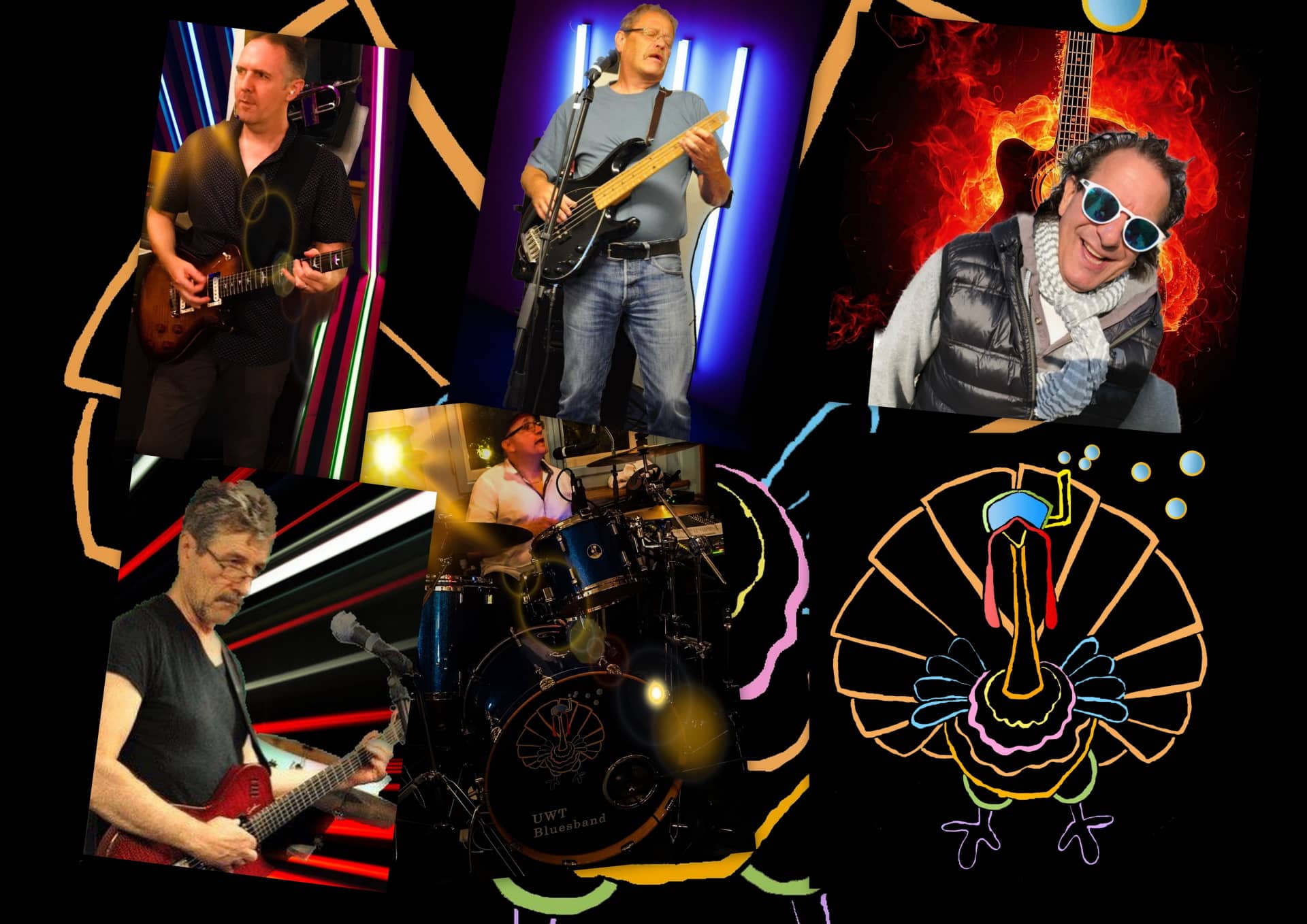Die Mitglieder der Underwater Turkey Bluesband